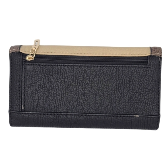 Guess Brand Tri-fold Wallet 7x4 Black Tan - Picture 5 of 5